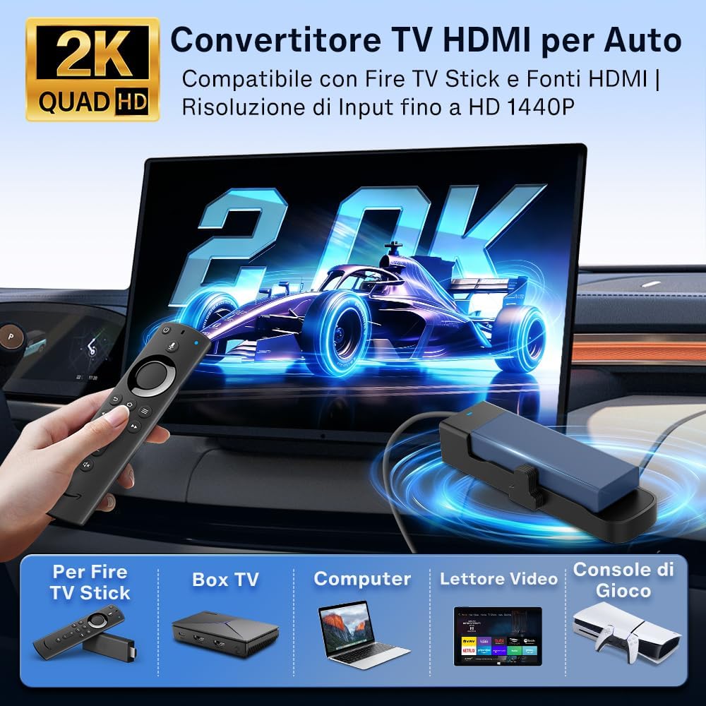 Thumbnail 2 de Carlinkit FireDrive Link Pro HDMI – convertitore wireless per CarPlay/Android Auto su schermo auto con Fire TV Stick