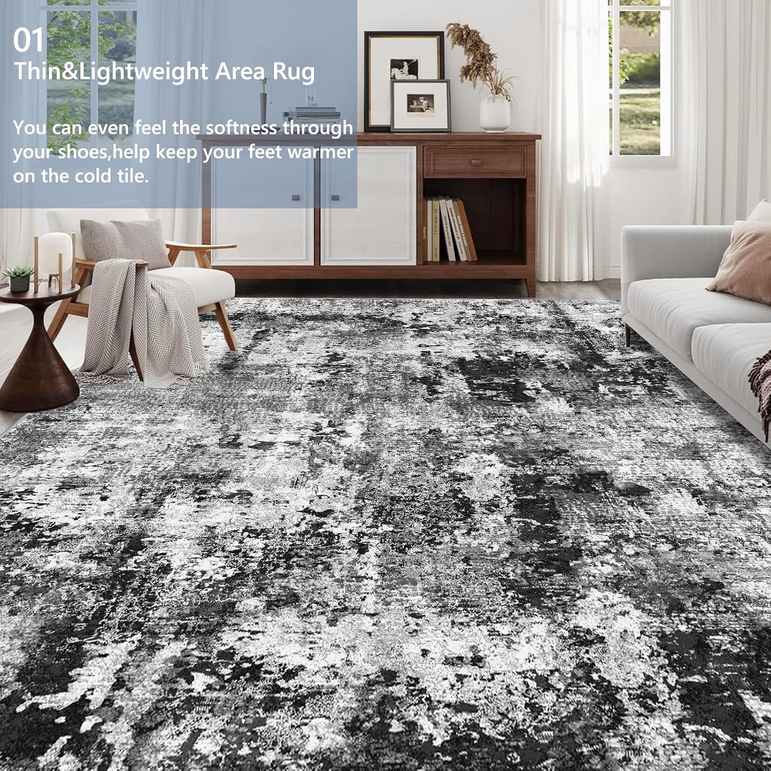 Detalle de Capslpad Black abstract rug 240x340cm