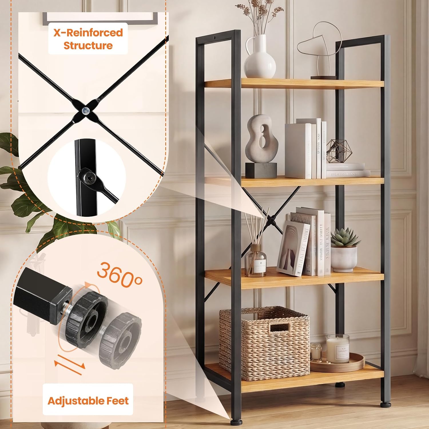 Detalle de Sweetcrispy Bookshelf, 4-Tier