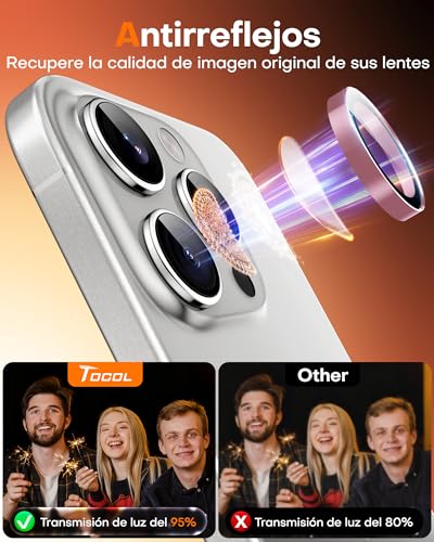 Thumbnail 5 de TOCOL Protection d'objectif iPhone 16 Pro Max, verre trempé HD, anti-buée, rose ⚙