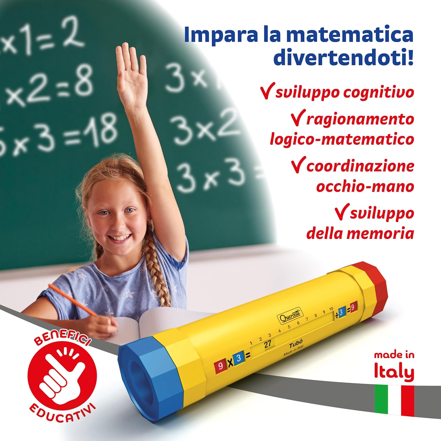Detalle 2 de Tubò Pitagorico di Quercetti: tabelline interattive per bambini dai 5 anni