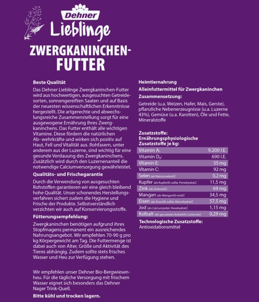 Detalle 2 de Dehner Zwergkaninchenfutter 5 kg đ