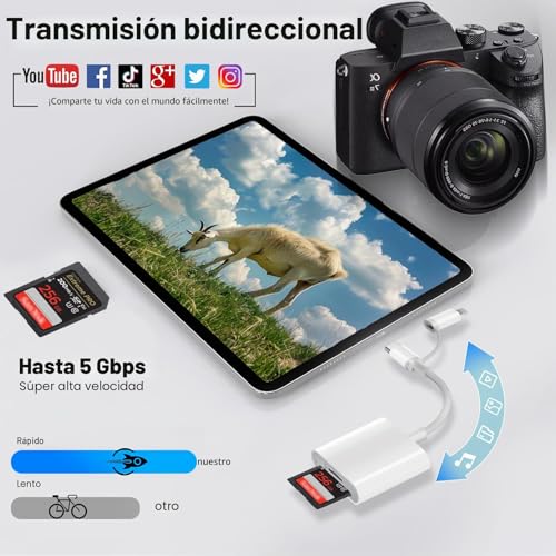 Detalle de Lector SD USB‑C y Lightning de Ticenpe (Apple MFi) para iPhone/iPad, Mac y más
