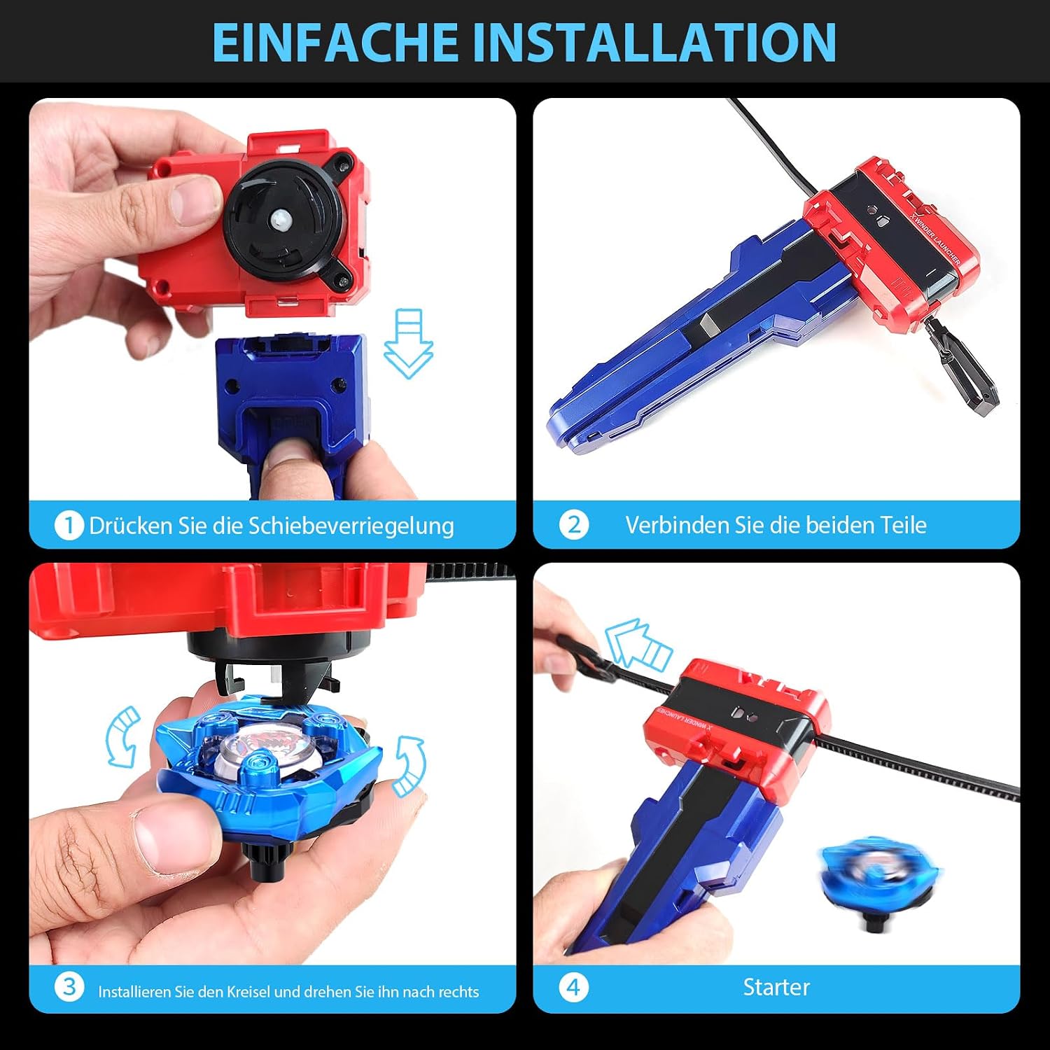 Detalle de X Kreisel Battle Set – Battle mit Kreisel, ab 6 Jahren, inkl. 12 Kampfkreisel, 2 Launchern und Starter-Schnur
