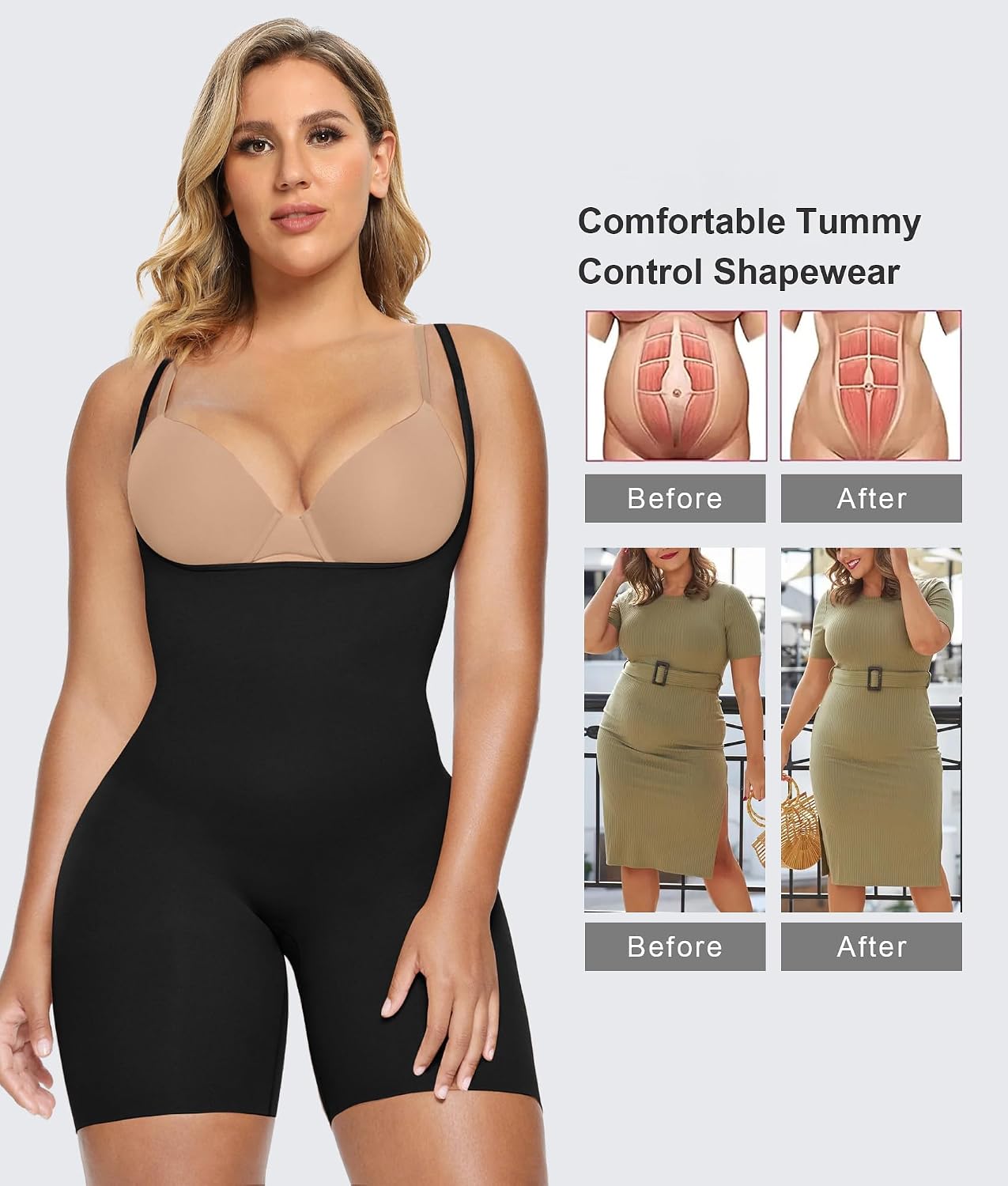 Thumbnail 4 de SHAPERX Open Bust Shapewear Tummy Control Bodysuit