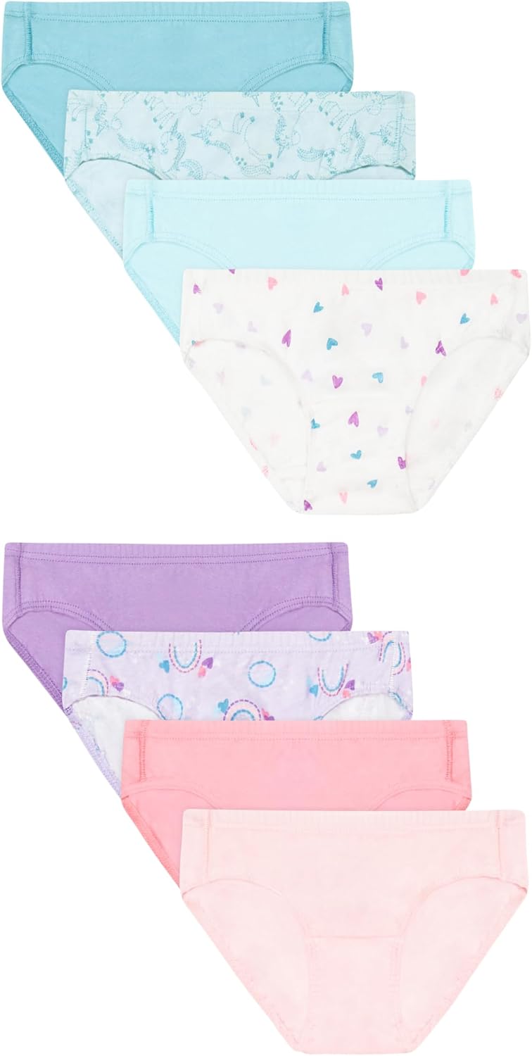 Detalle de Hanes Girls' and Toddler Organic Cotton Underwear, 8-Pack Briefs and Hipsters