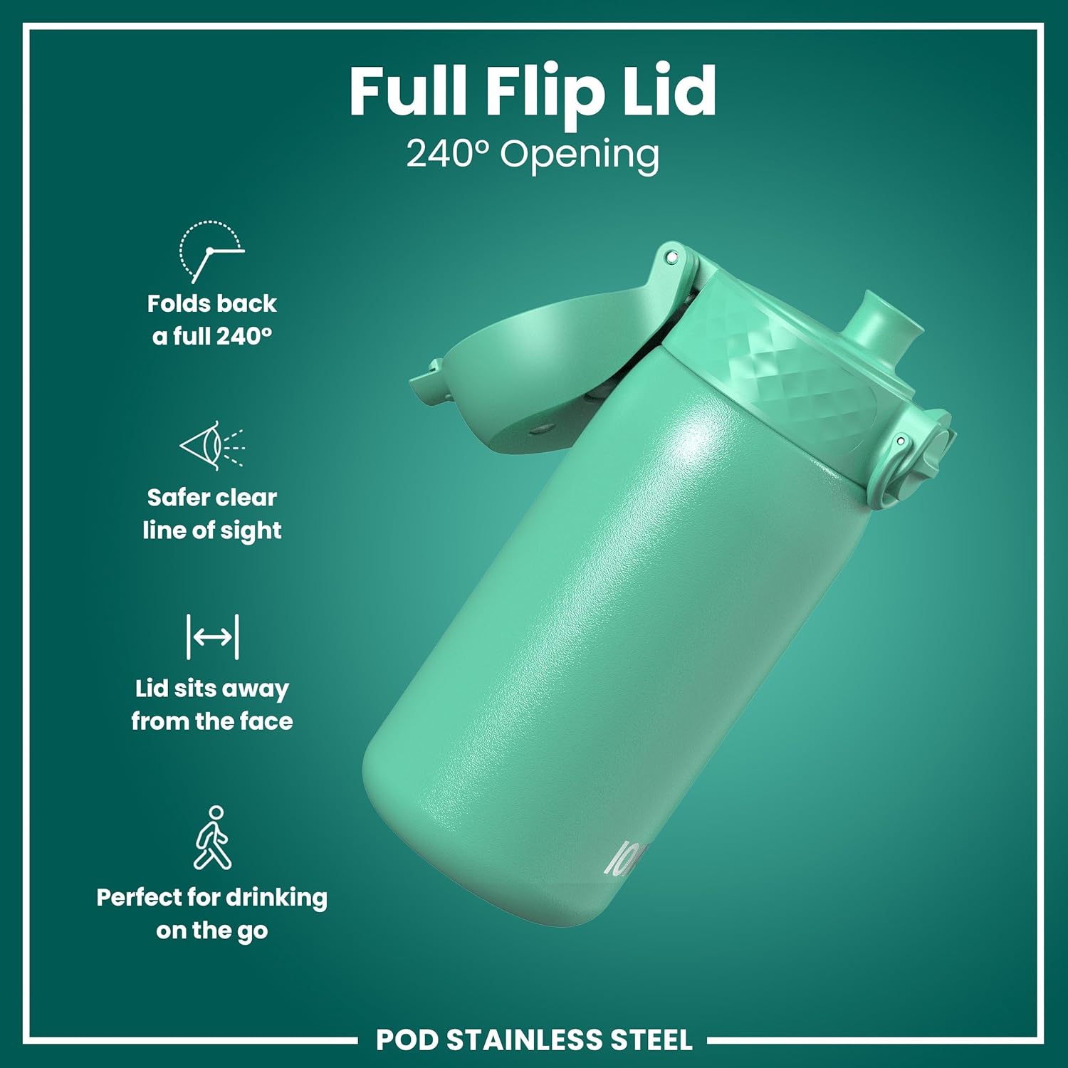 Detalle de ION8 Lightweight Steel Kids Water Bottle 400ml/13oz