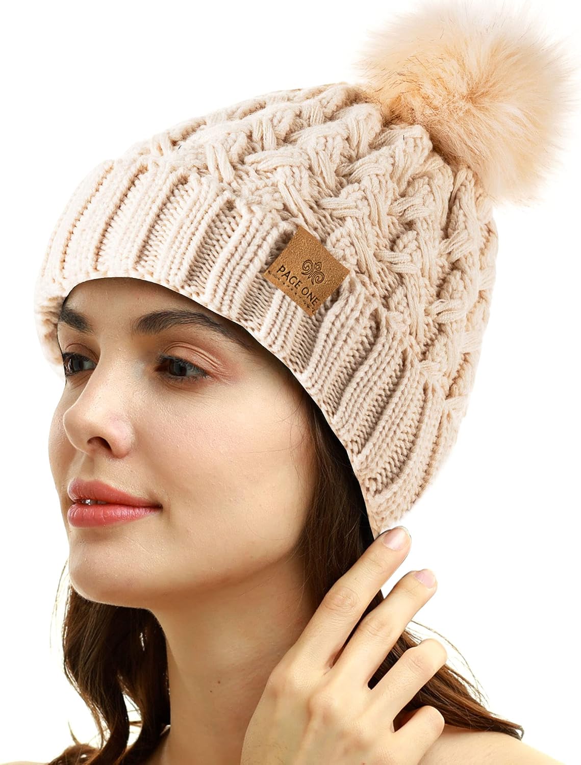 Thumbnail 1 de PAGE ONE Womens Winter Ribbed Beanie — Chunky Cable Knit Hat 🧣