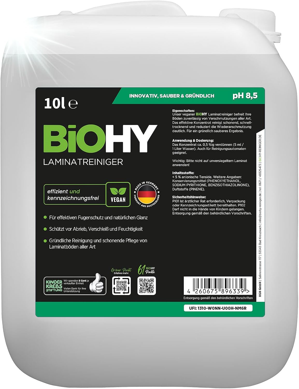Detalle de BIOHY Laminatrengöring 10 l – koncentrat för laminat- och trägolv