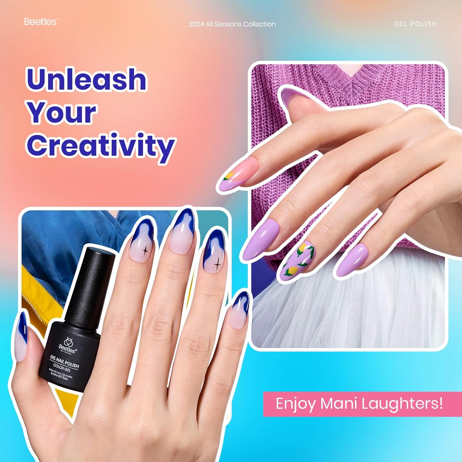 Detalle de Beetles Gel Nail Polish Set - 23pcs Summer Colors with Base & Top Coat (Goes on for Beginners)