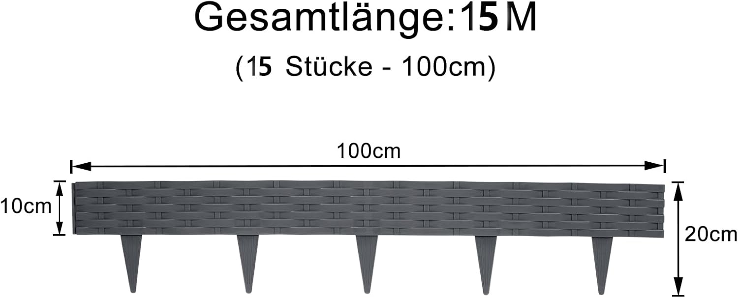 Thumbnail 1 de Aufun 15m Rattan Rasenkante – Flexible Beetumrandung aus PP, Anthrazit