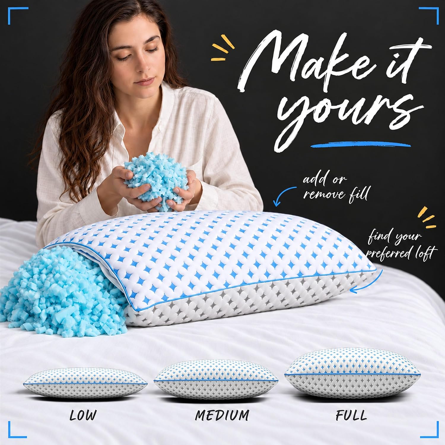 Detalle 2 de LOVELYREST Memory Foam Pillows 2 Pack: Adjustable King Loft with Cooling Breathability