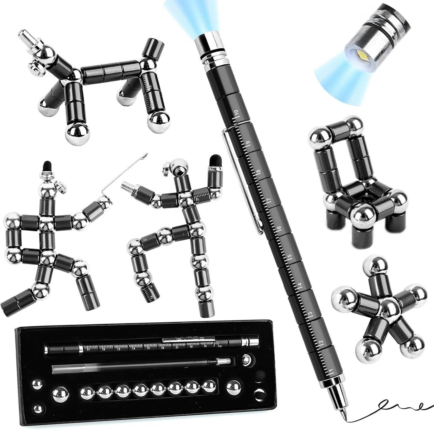 Detalle de boncty Fidget Pen, Multifunction Metal Desk Toy with LED and Transforming Parts