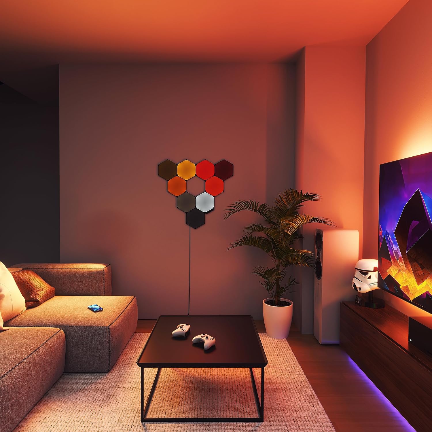 Detalle de Nanoleaf Shapes Ultra Black NL42-0101HX-3PK – sześciokątne panele LED RGBW