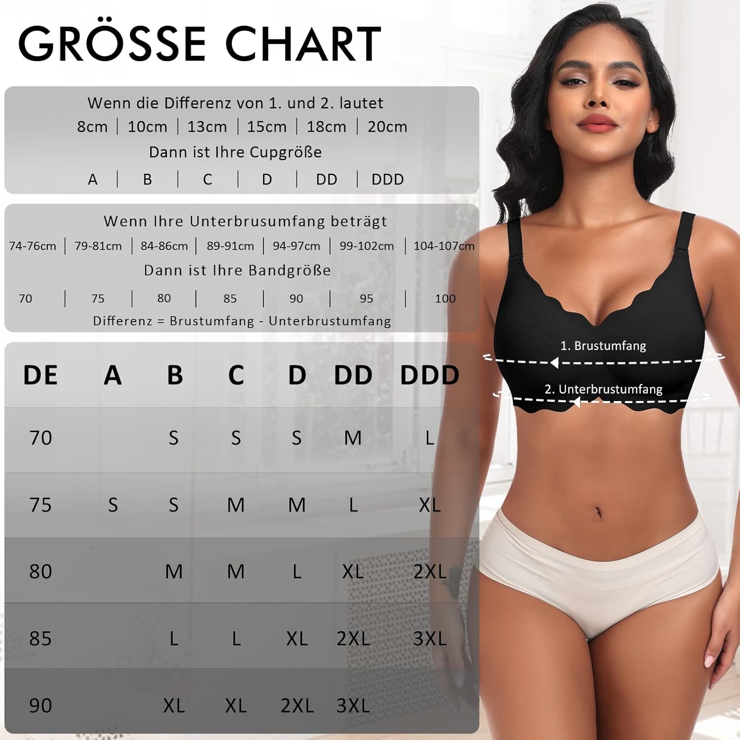 Thumbnail 5 de Ganado Damen nahtloser BH ohne Bügel mit tiefem V-Ausschnitt und gewellten Rändern