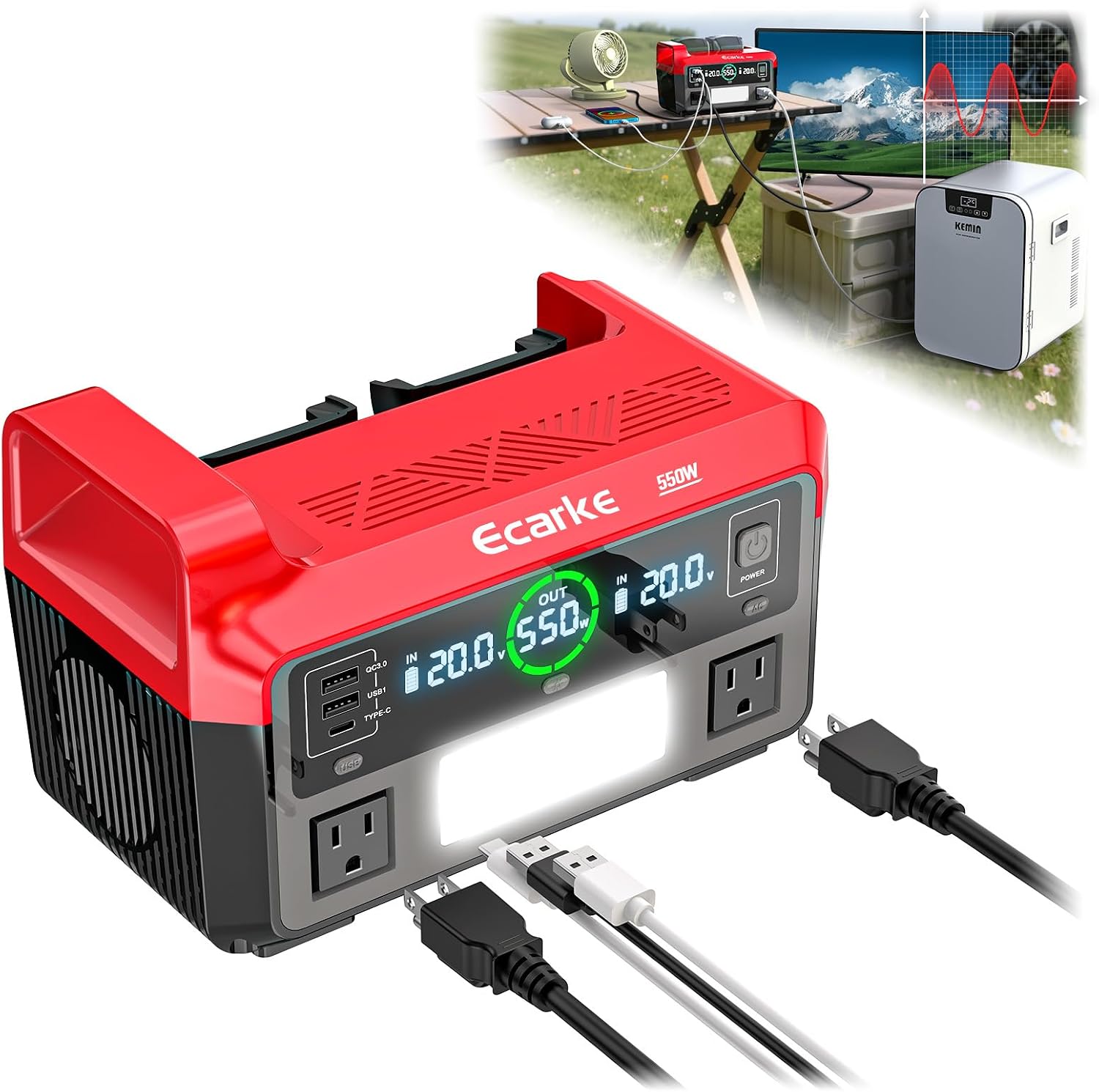 Detalle de Portable 550W Power Inverter for Milwaukee 18V Battery Stations ๐(but must end with product category emoji).