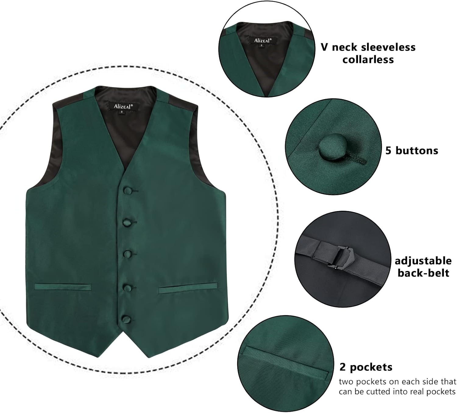 Thumbnail 6 de Alizeal Boys 3pc Tie and Waistcoat Set