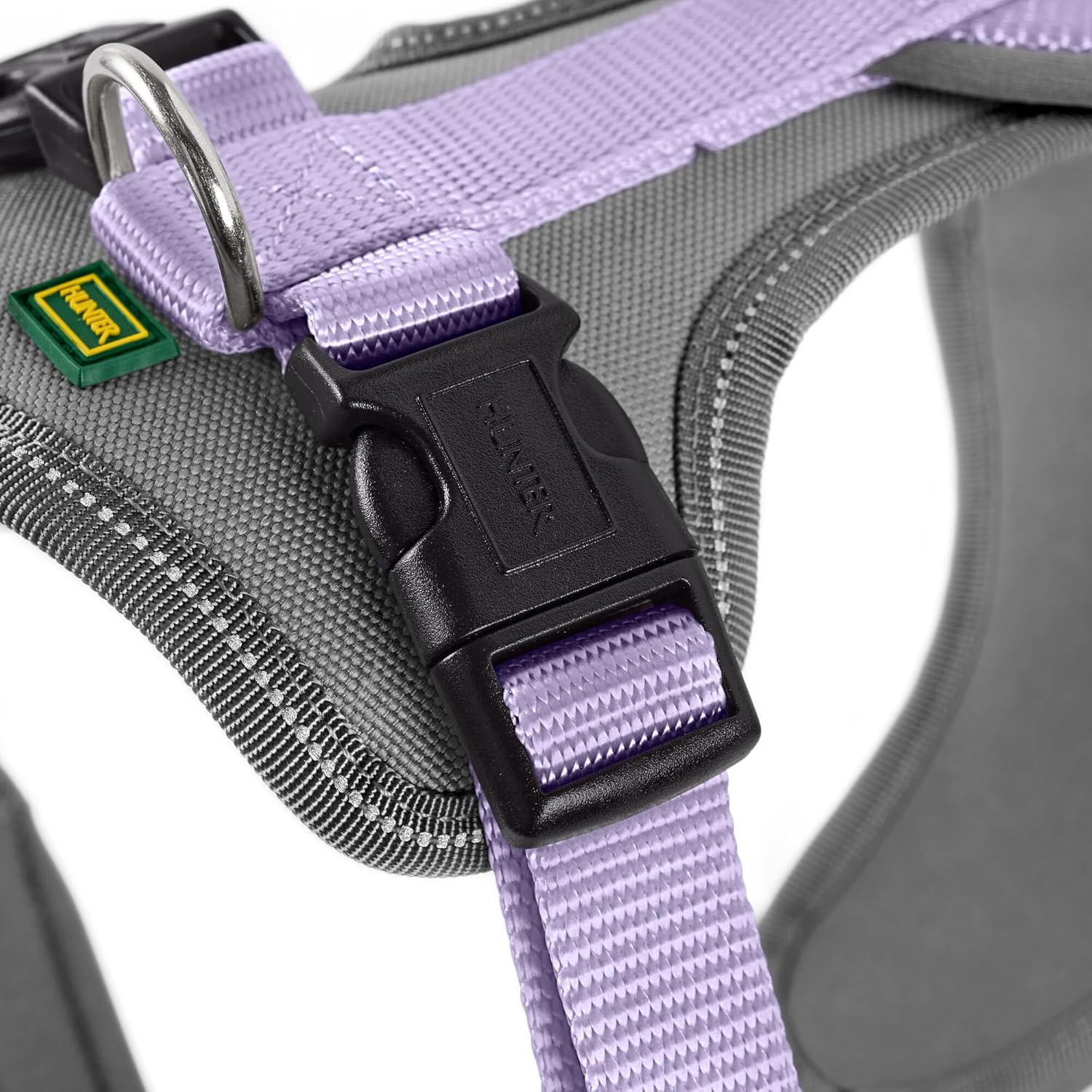 Detalle de Hunter Hundegeschirr aus Neopren (Lavendel/grau), Größe S – mit 3M Scotchlite Reflexmaterial