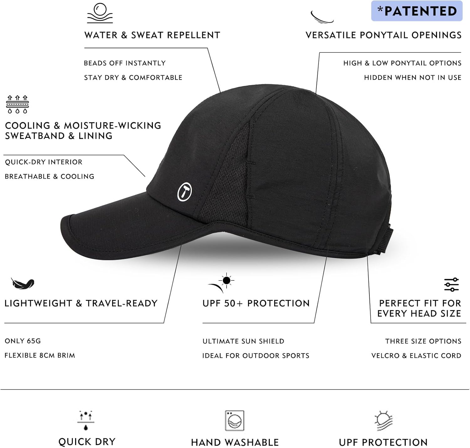 Detalle de TOP-EX Cooling UV 50 High Ponytail Baseball Cap for Women