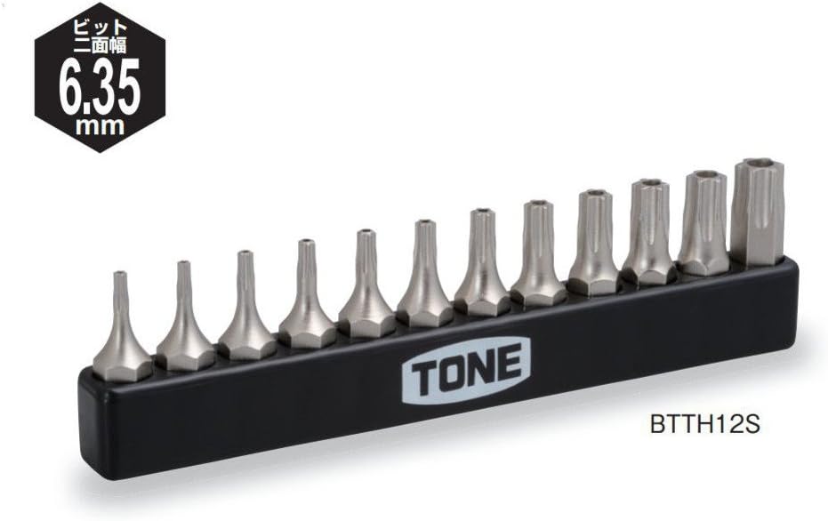 Detalle 2 de トネ(TONE) BTTH12S T型トルクスビットセット いじり防止タイプ・差込角6.35mm・12点