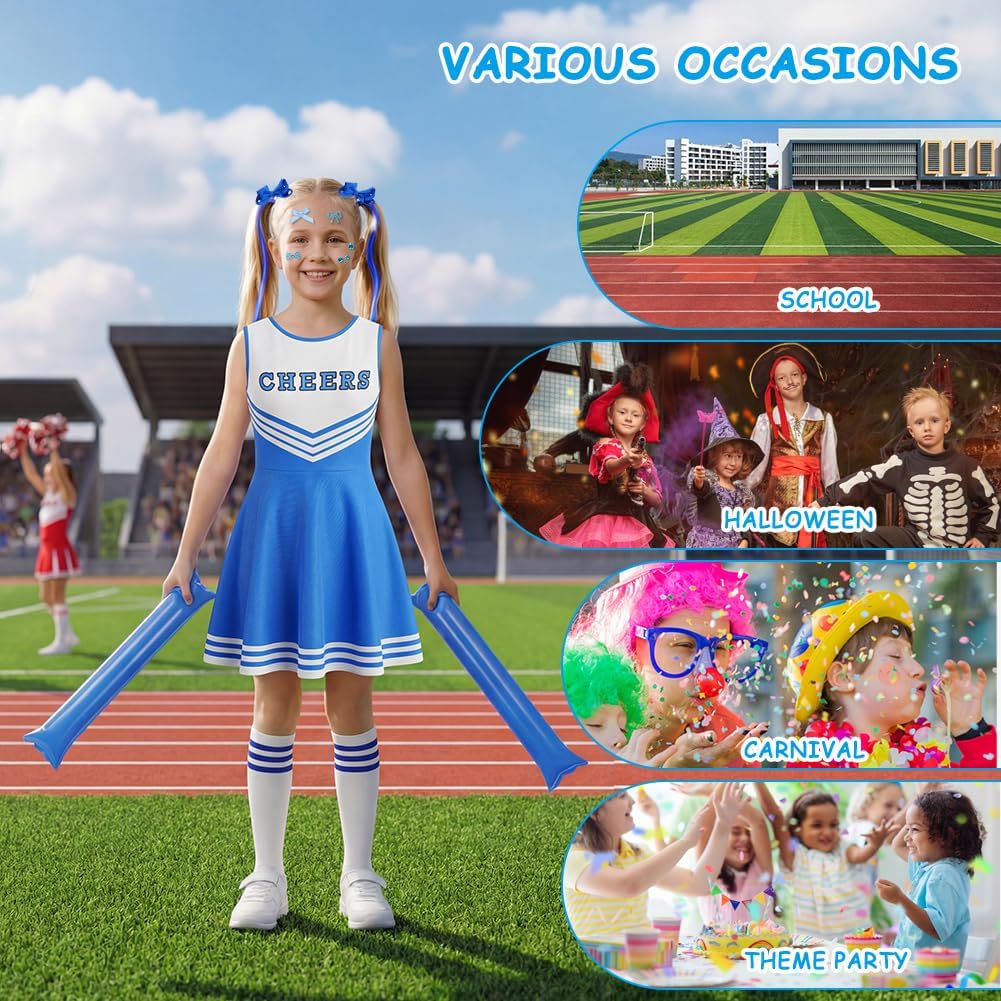 Thumbnail 6 de AYBUY cheerleaderkostuum voor meisjes, 11-delige set in rood en blauw