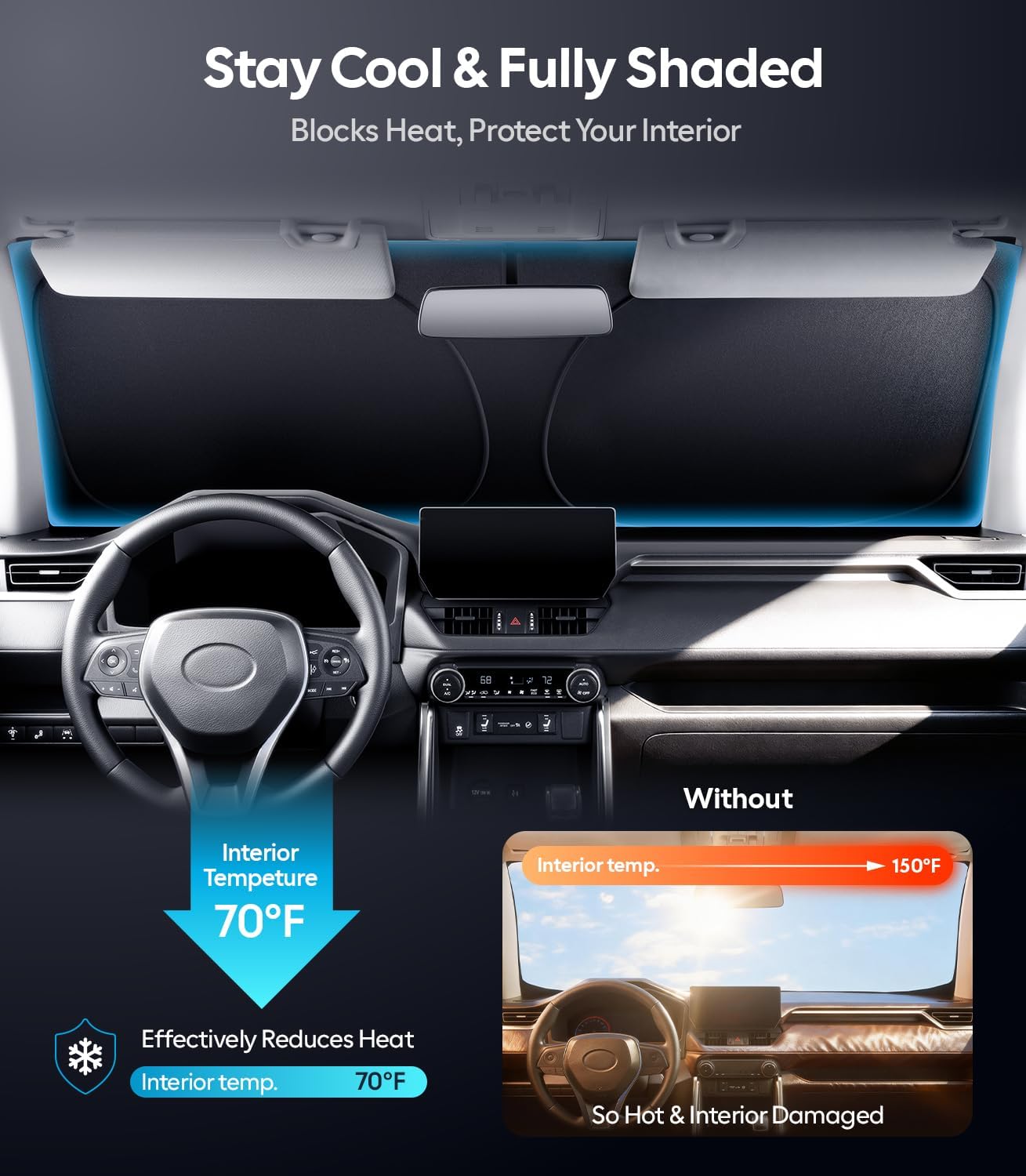 Detalle de Wigoo windshield sunshade 210D Oxford cloth