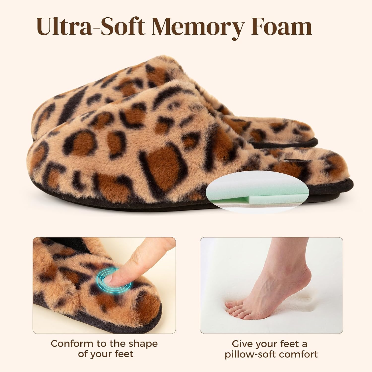 Detalle 2 de Snug Leaves Women's Fuzzy Scuff Slippers with Memory Foam