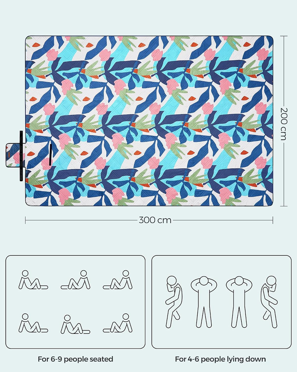 Thumbnail 2 de SONGMICS Picnic Blanket GCM002Q03 (300 x 200 cm) – Large waterproof picnic mat for camping, park and beach