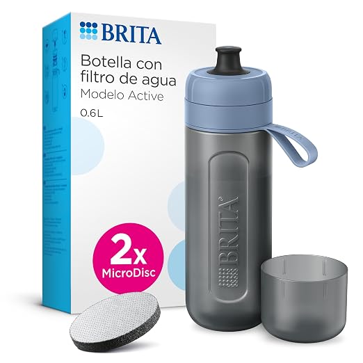 Detalle de BRITA Botella Deportiva ACTIVE Azul Oscuro 600ml con 2 filtros 💧