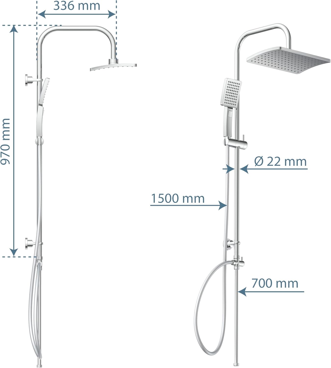 Thumbnail 2 de SCHÜTTE Kit de douche Malorca: colonne cromée avec pluie généreuse et douchette 3 jets