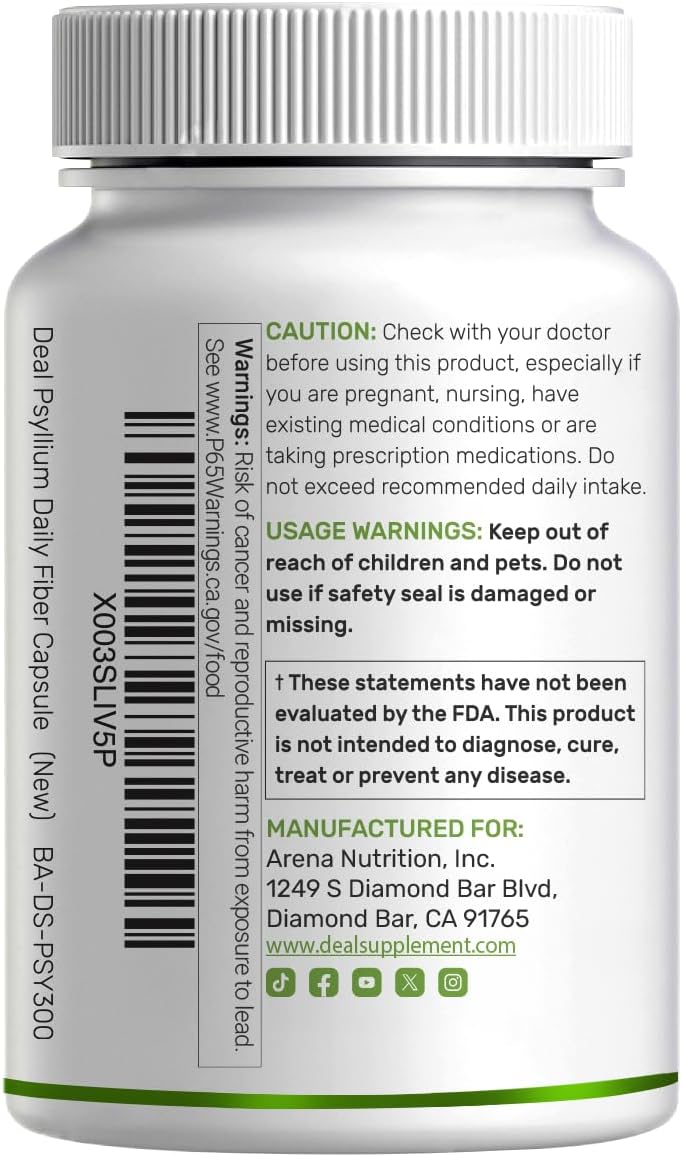 Thumbnail 6 de Psyllium Husk Fiber Supplement, 300 Capsules