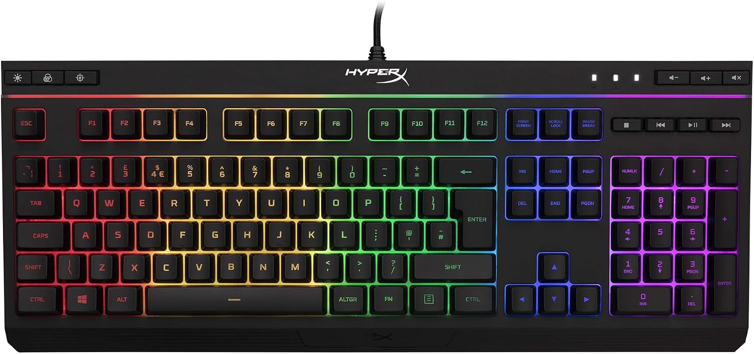 Detalle de HyperX HX-KB5ME2-UK Alloy Core RGB Membrane Gaming Keyboard (UK Layout)