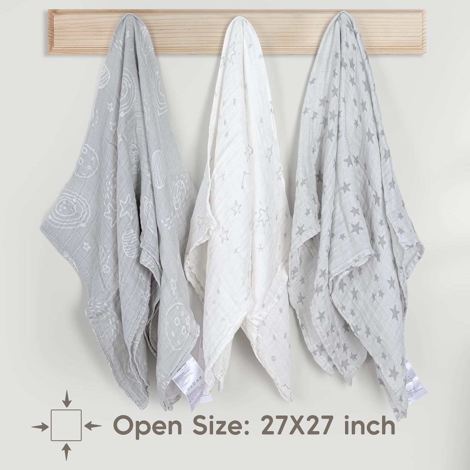 Thumbnail 2 de Maliton Muslin Cloths for Baby – 6 Pack 70x70cmMuslin Squares with Universe Stars Pattern