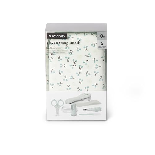 Detalle de Suavinex Neceser Set Manicura para Bebés +0M: kit de 6 utensilios con estuche impermeable azul