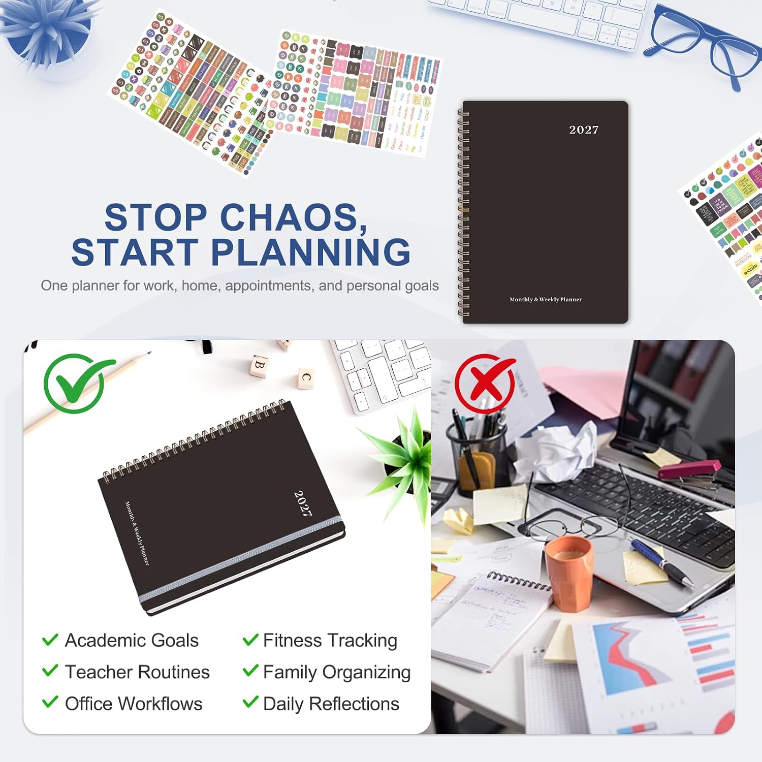 Detalle 2 de VALOME 2027 Weekly and Monthly Planner, A5 Hardcover with Spiral Binding