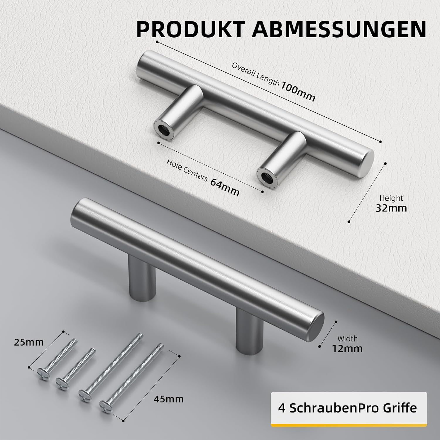 Detalle 2 de Edelstahl-Küchengriffe 64 mm LS201BSS64 10er