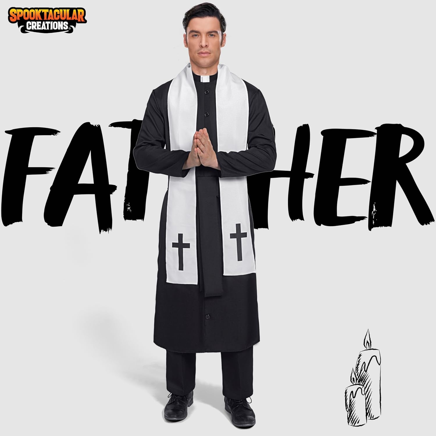 Detalle 2 de Spooktacular Creations Priest Costume, Polyester