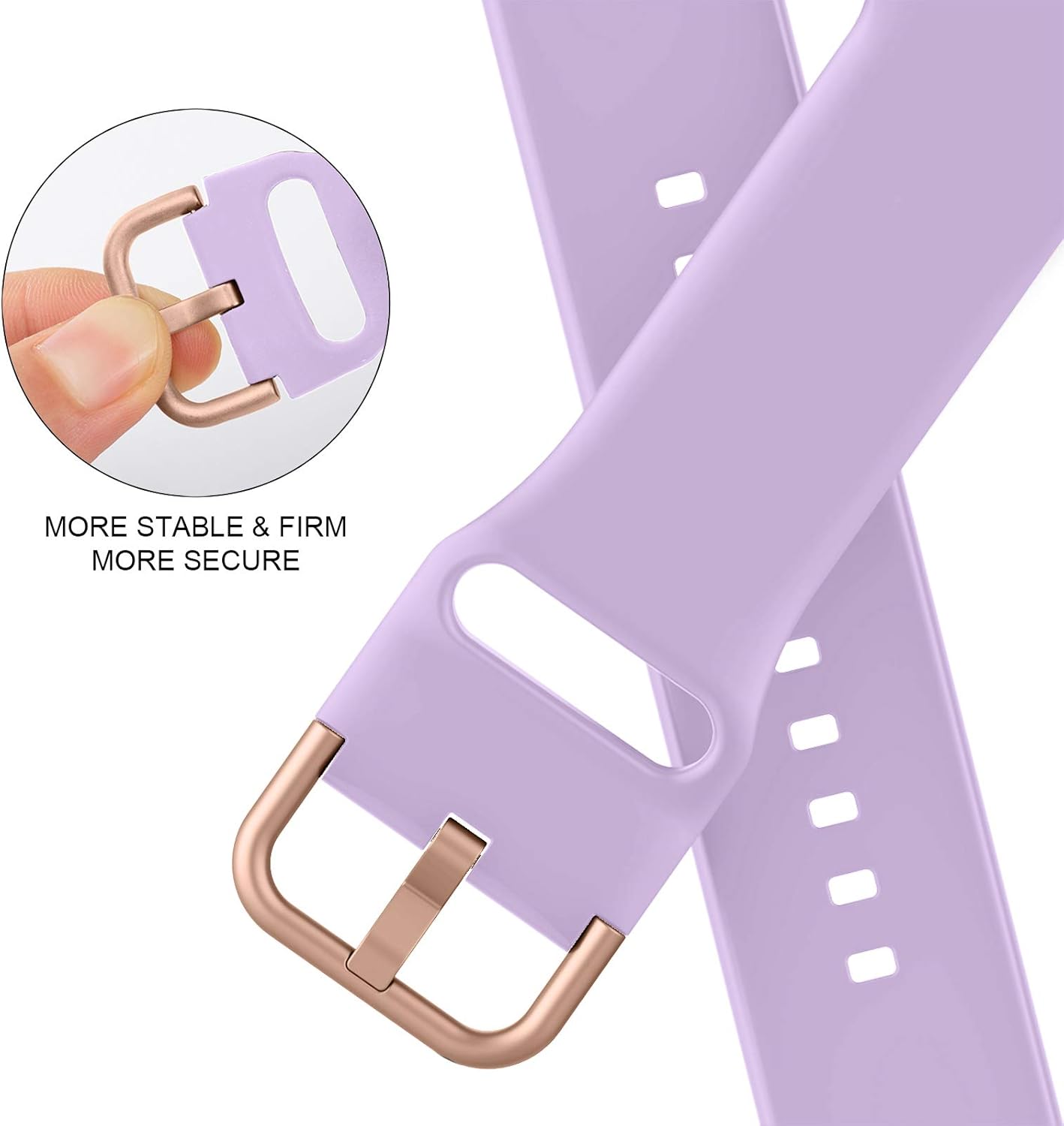 Detalle de Adepoy 2-Pack Silicone Apple Watch Bands for 38–49mm: Soft Sport Straps with Classic Clasp