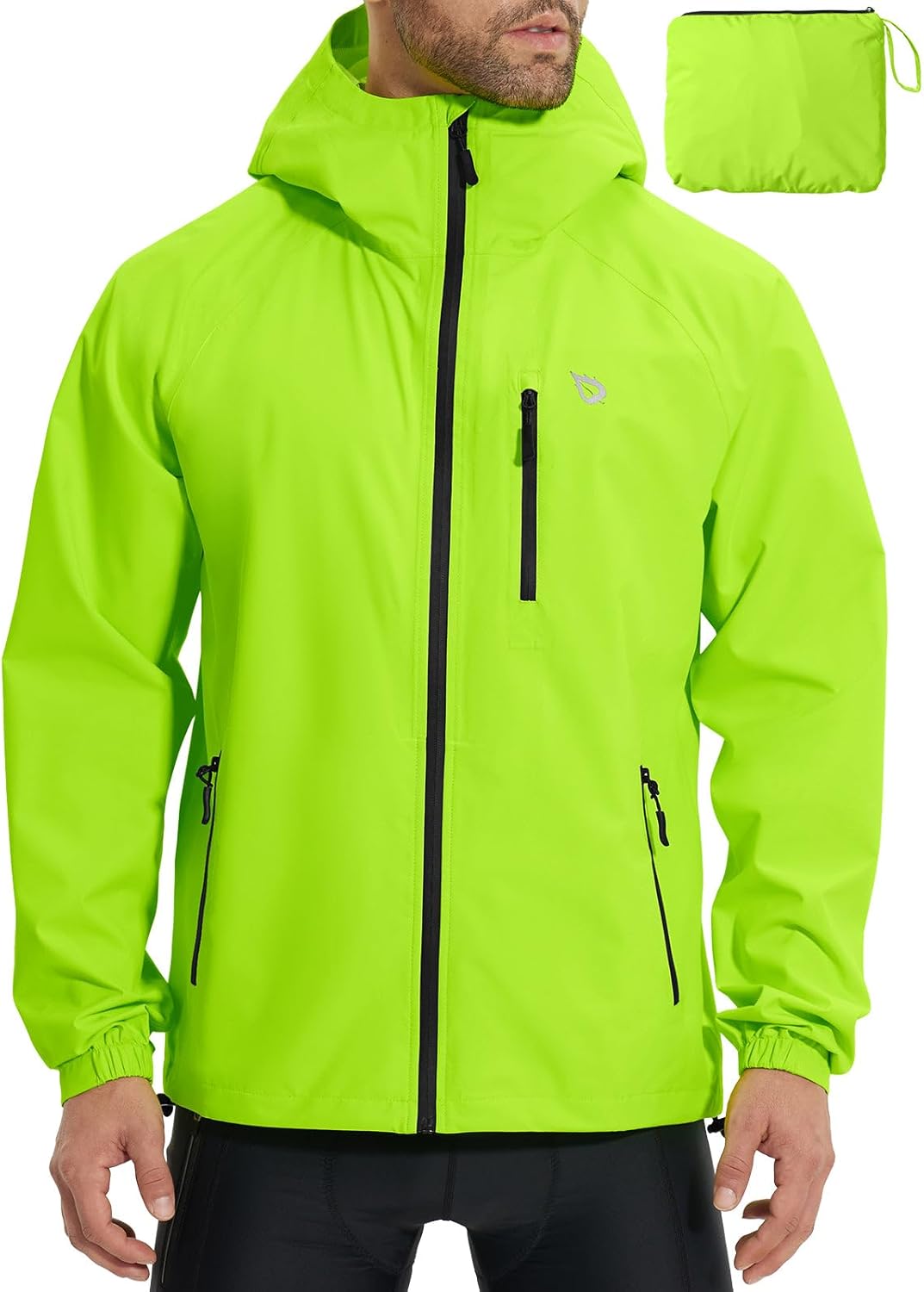 Detalle de baleaf Herren Regenjacke – Wasserdichte Fahrradjacke mit Kapuze, atmungsaktiv 10000 mm