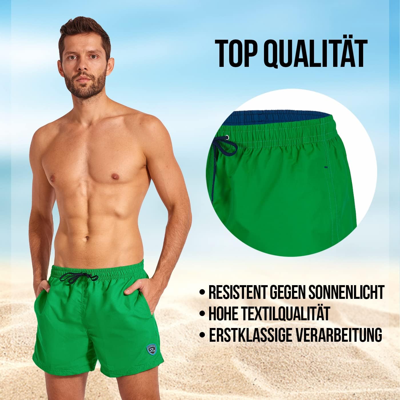 Detalle 1 de Zagano Herren-Badehose mit 8–15 cm Stretch