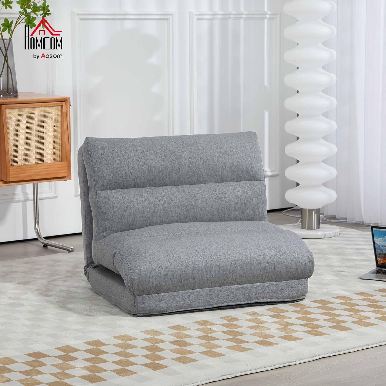 Thumbnail 1 de HOMCOM Canapé Paresseux chauffeuse 1 place – Fauteuil convertible en lit gris