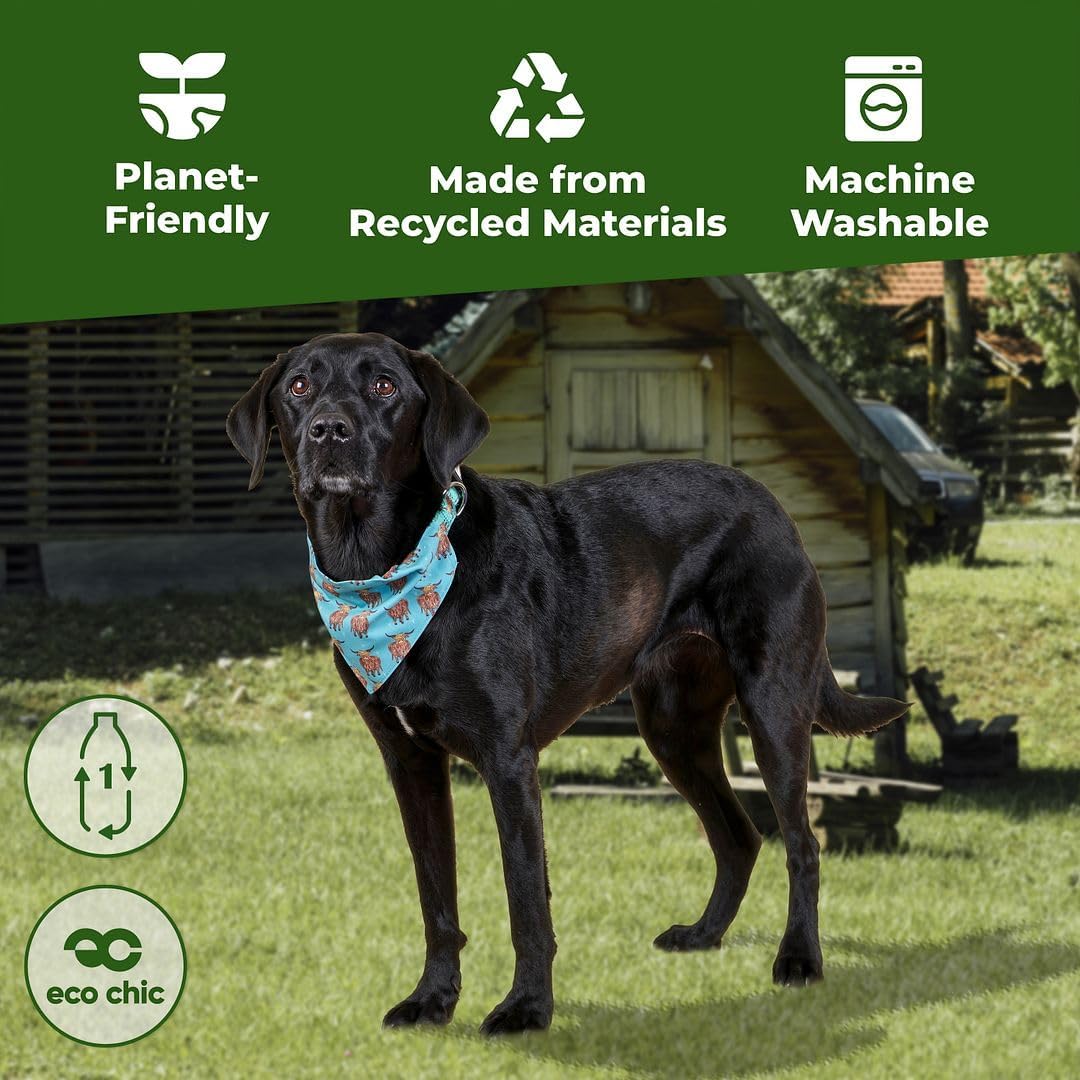 Thumbnail 5 de Eco Chic Recycled Dog Bandana (Floral Navy) — Washable Triangle Scarf for Pets