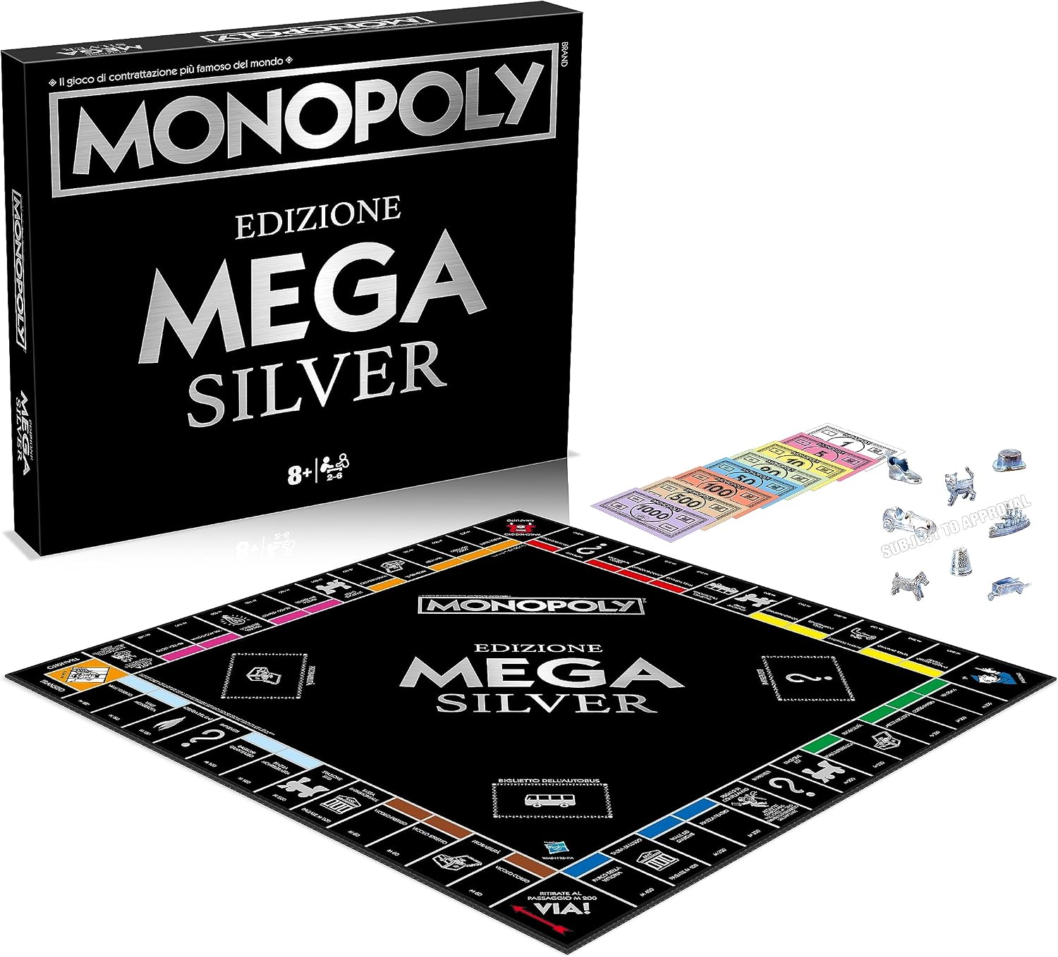Detalle de Winning Moves Mega Monopoly Edizione Black e Silver – Gioco da Tavolo Edizione Italiana WM04135-ITA-6