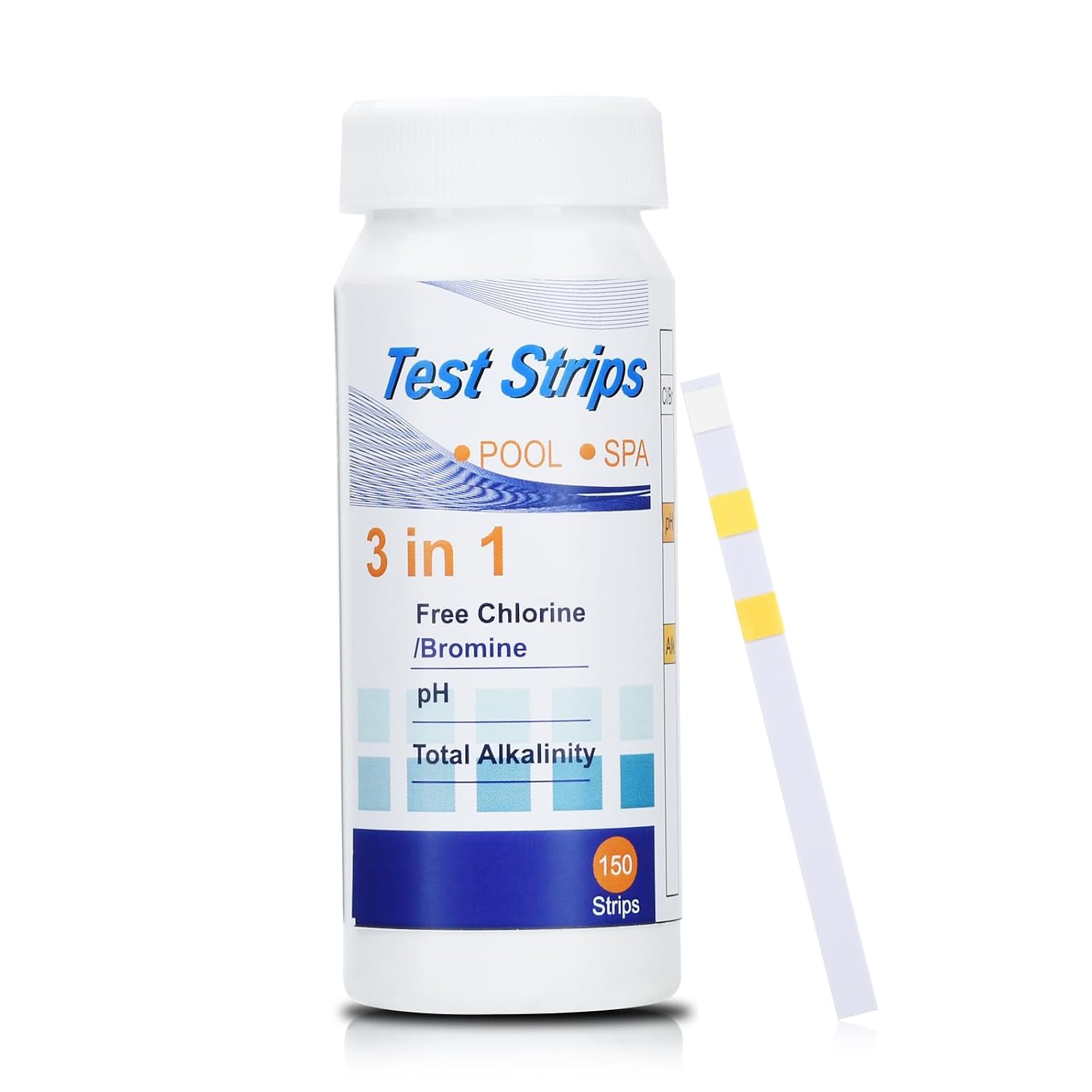 Detalle de Aideepen 3-in-1 zwembadteststrips, 150 stuks voor pH, restchloor en alkaliniteit