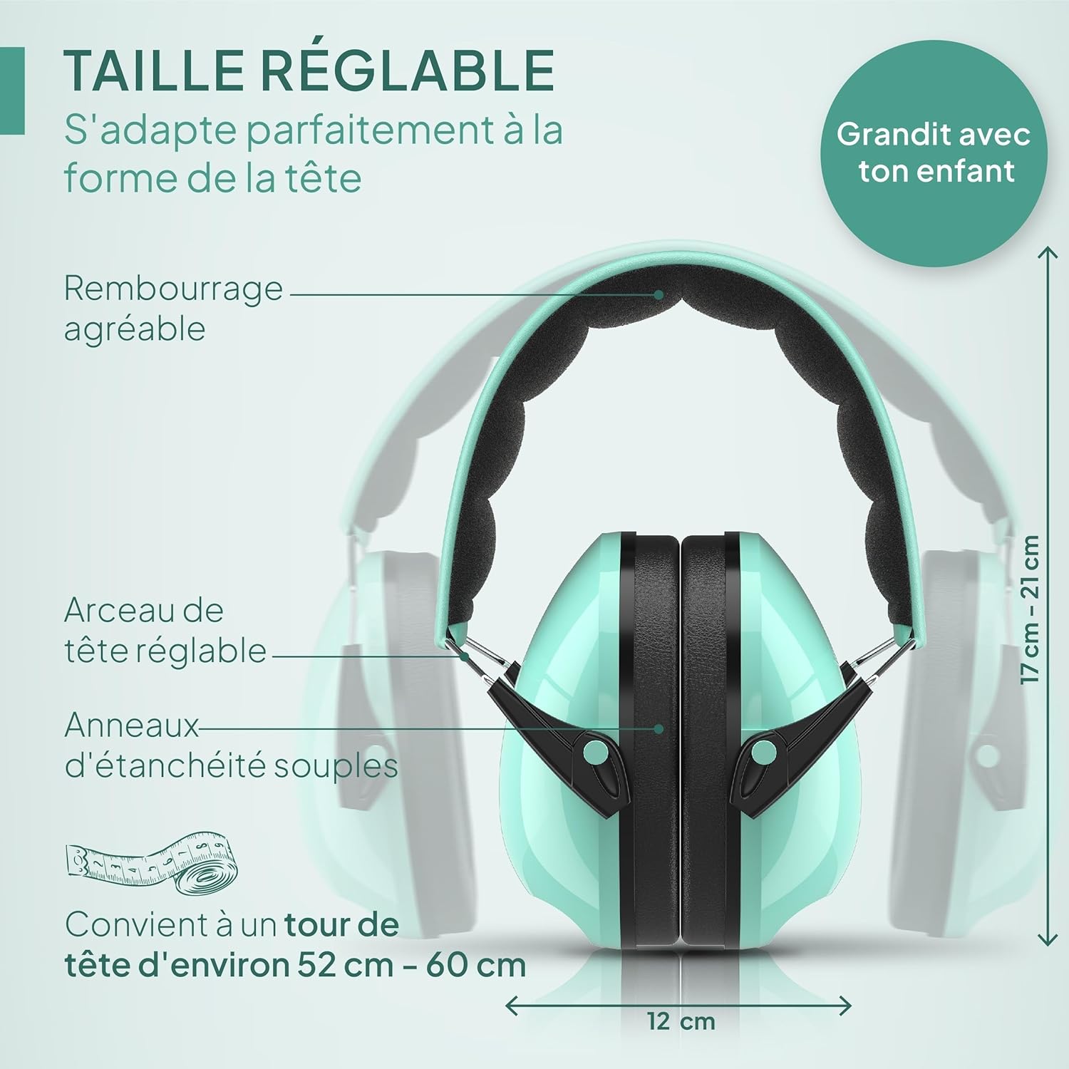 Thumbnail 4 de Senner KidsPro (jusqu’à 12 ans) – casque antibruit enfant turquoise, SNR 28 dB