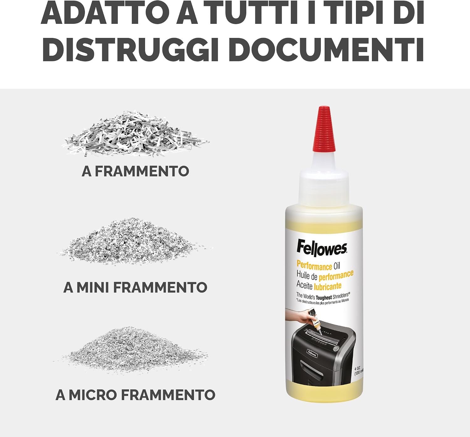 Thumbnail 4 de Fellowes Olio per Distruggi Documenti 120 ml – lubrificante vegetale per lame, universale per tritatacarte a frammento e a striscia