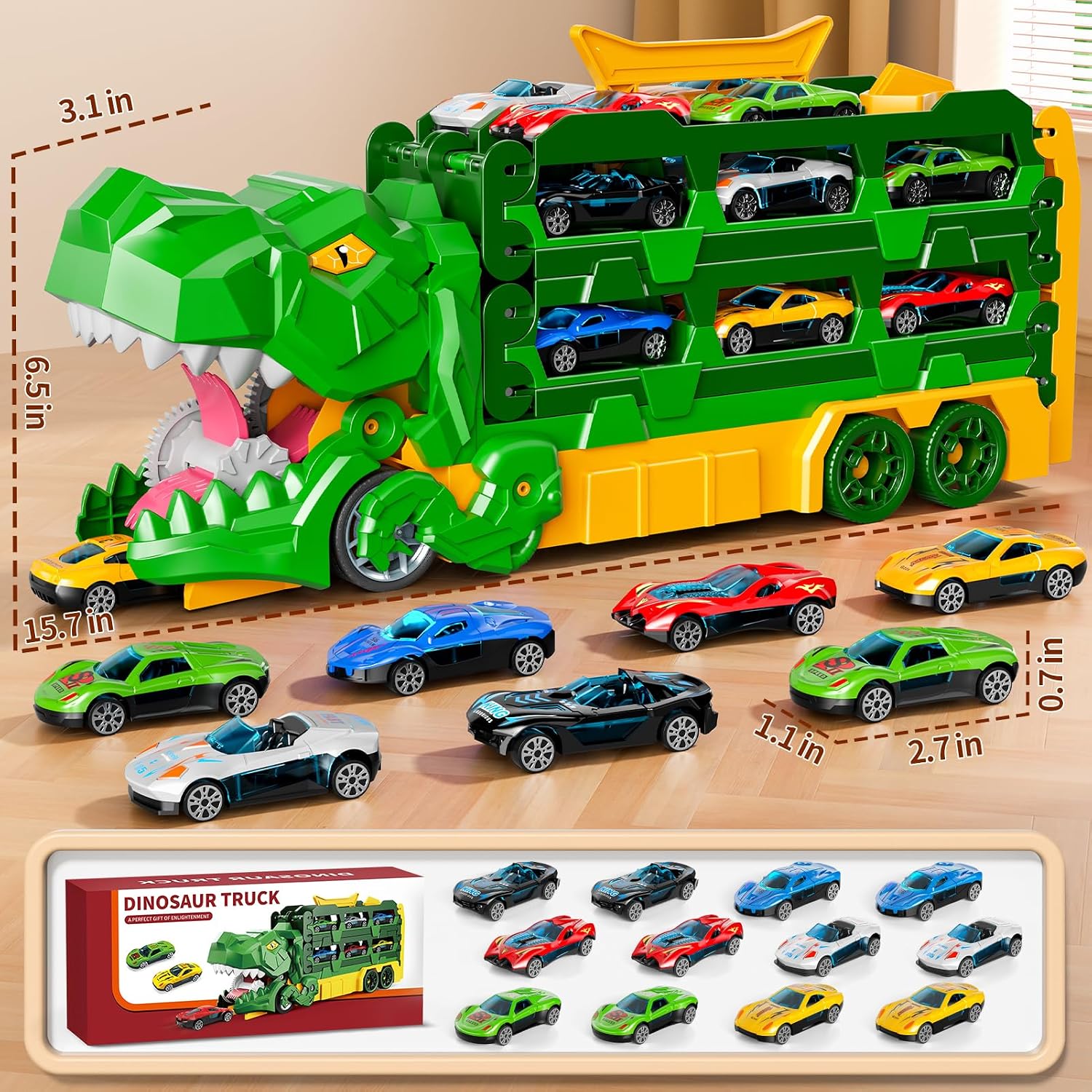 Detalle 2 de Ci Vetch YM8811-3-a Dinosaur Transport Truck with 59-Inch Dual Race Track