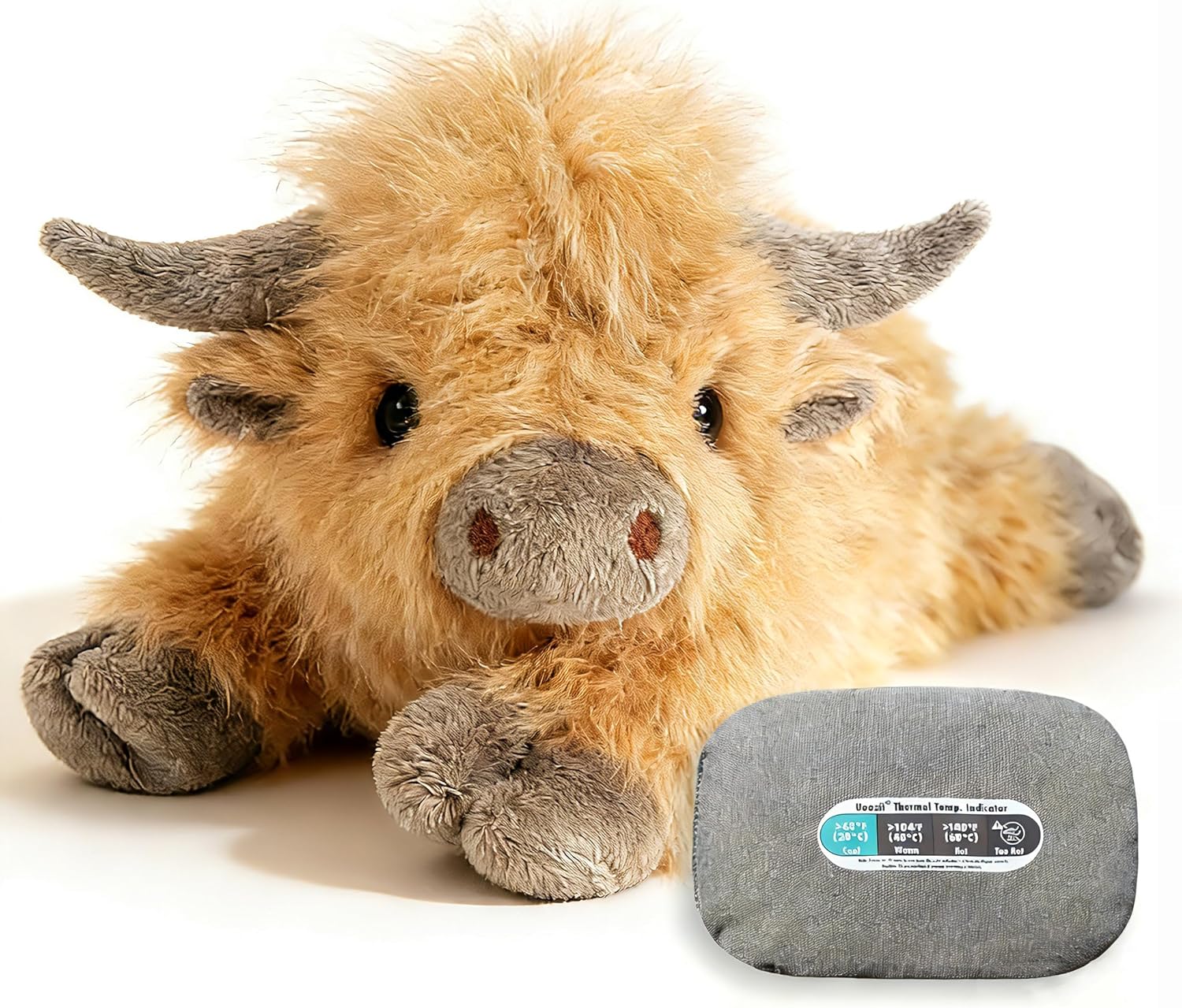 Thumbnail 1 de uoozii 20" Highland Cow Weighted Plush with Unscented Heating Pad