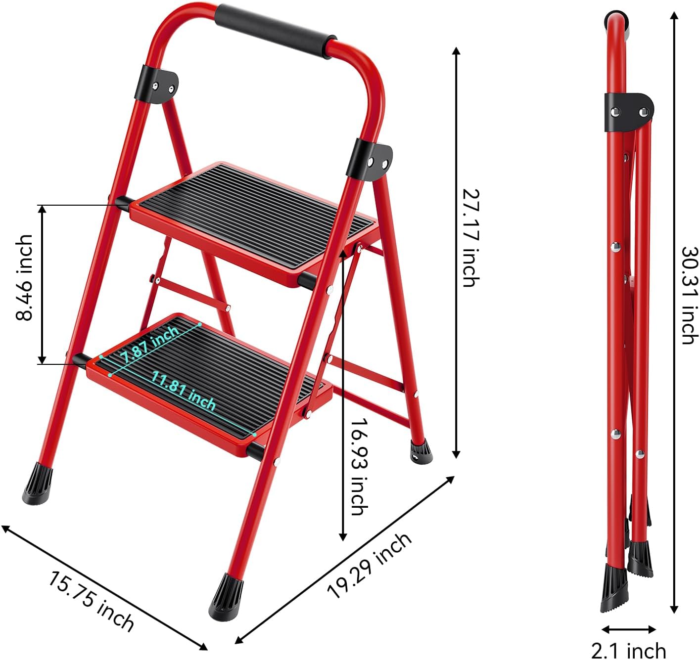 Thumbnail 5 de KINGRACK 2 Step Ladder Red