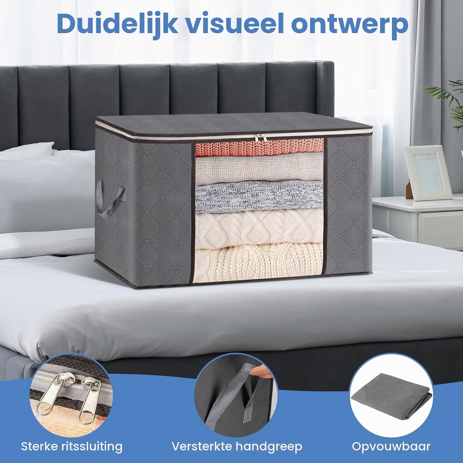 Detalle de AIOR opbergtassenset van 6, 90 liter per tas, opvouwbaar met kijkvenster